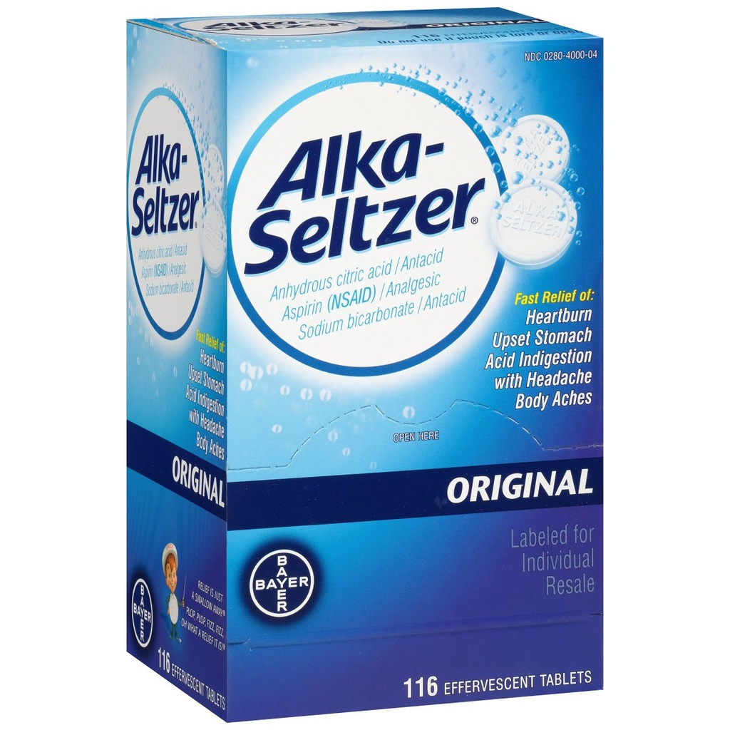 Alka-Seltzer Antacid & Pain Relief Medicine Original, Effervescent Tablets