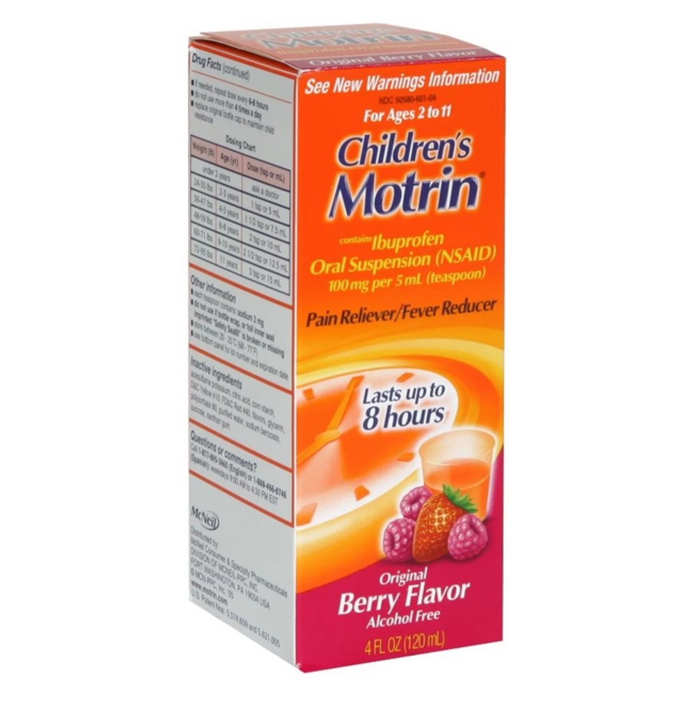 Children's Motrin:Original Berry Flavor Dye-Free 3p